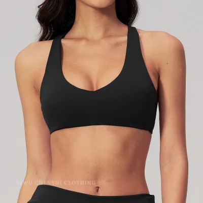New Cross-Border Brushed Sports Bra for Women Quick-Dry Fitness Running Workout Bra Fashion Activewear Top Shockproof Sports Bra