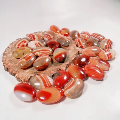 HY Hot Pick Therapy Meditation Spiritual Natural Healing Crystal Oval-shaped Carnelian Massage Stone for Stress Relief