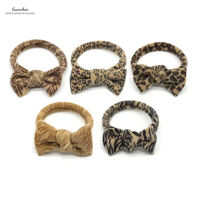 Leopard Print and Knot Hair Band Customize the Patterns for Women Fashion Girls Polka Dot Zebra Leopard Print Rubber Hair Band