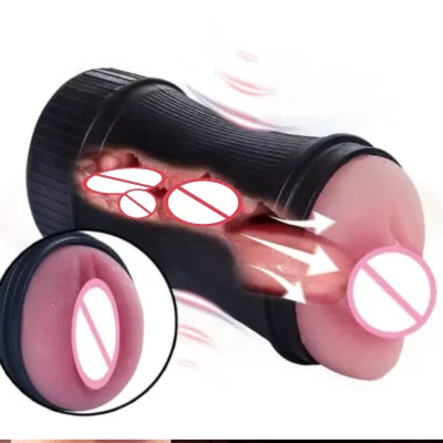 Double-ended Male Pocket Masturbator, Realistic Oral & Vagina Dual Use Portable Adult Toy