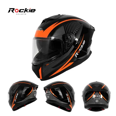 Adult Full Face Motorcycle Helmet Dual Internal Sun Visor ABS Shell Anti-Scratch PC Shield Rear Spoiler E-Scooter Moped Riders