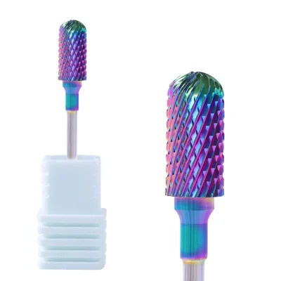 Rainbow Tungsten Carbide Nail Drill Bit 3/32" Foot Cuticle Burr Bit for Manicure Nail Drill Accessories Gel Removal