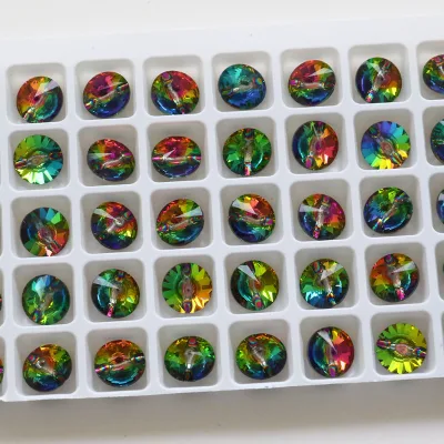 Rivoli Shape Buttons Point Back Crystal Rhinestones Wholesale Loose Crystal Beads for Garment Clothes Accessories Sewing Buttons