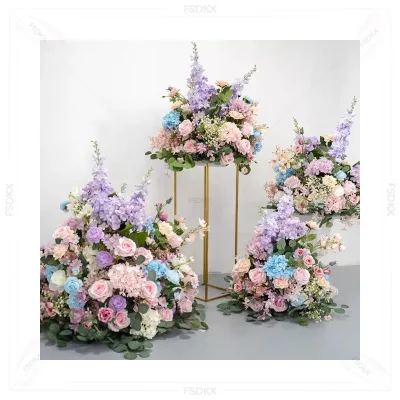 Luxury Wedding Center Flower Event Decoration Artificial Silk Mixed Colors Flower Ball Palnt for Table Decoration