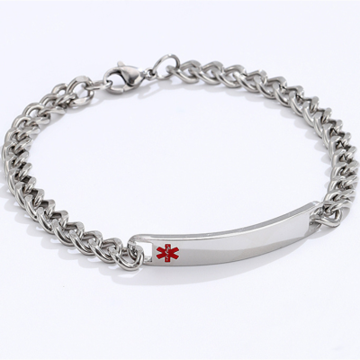 Stainless Steel Medical Bracelet Medical Alert Engraved Custom logo Name Bracelet Cuban Chain Medical Alert Bracelet