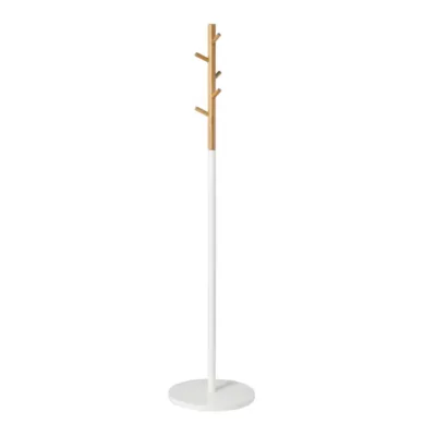 Modern Nordic Two Tone Tree Coat Rack Freestanding Wooden Branch Hook Clothes Stand White Round Base Garment Hanger Rack