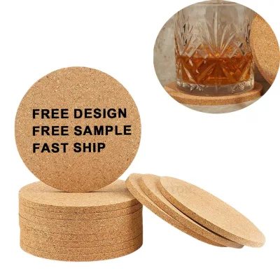 Custom logo Wooden Round coaster Environmental Friendly Portable coaster Reusable coaster