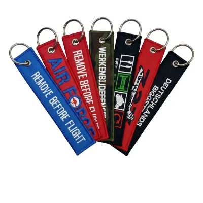 Team Number Keychain Custom Woven Patch Key Ring for Sports Team With Personalized Logo Wholesale Promotional Gift
