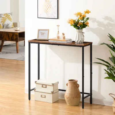 Small Entryway Table Small Entryway with Steel Frame Rustic Brown and Black Narrow Console.