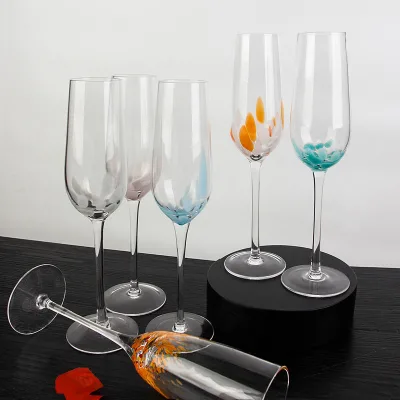 Hand-Drawn Creative Color Dot Crystal Glass Tall Wine Glass Personalized Red Wine Cocktail Glasses