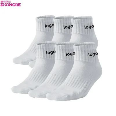 Custom Comfortable Fashion Outdoor Terry Sport Ankle Socks With Custom Embroidered Jacquard logo