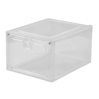 Multi Use Diy Plastic Shoe Rack,Shoes Cabinet Black Transparent Shoe Storage Box for Home