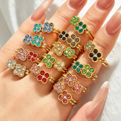 Fashion Women's Simple yet Versatile Luxury Four-leaf Clover Style High-end Stainless Steel Ring Factory Wholesale