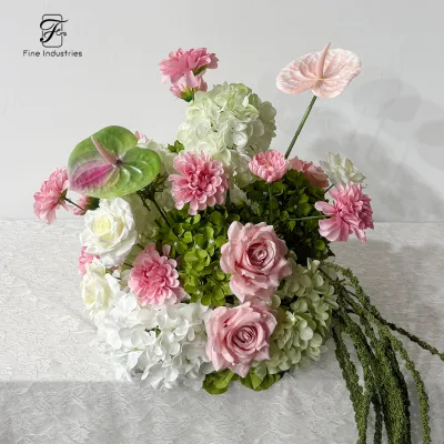 Soft Pink Floral Arrangement Home Hotel Desktop Landscape Ornament