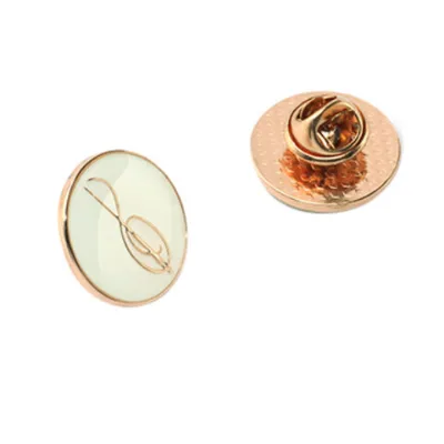Customized shiny gold metal pins with butterfly clutch from factory