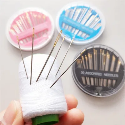 High Quality 30pcs Assorted Compact Sharp Golden Eye Hand Sewing Needle With Gold Tail