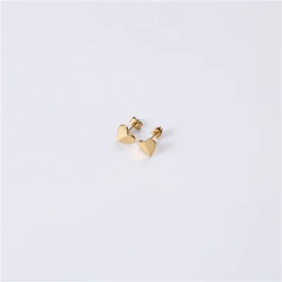 Fancy Metal Craft Minimalist Jewelry Surgical Grade Stainless Steel Gold Small Heart Shaped Custom Love Stud Earrings