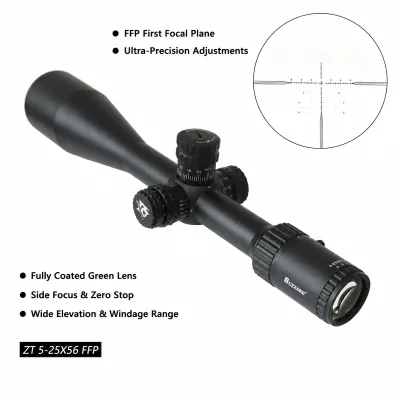 Buzzard ZT 5-25x56 FFP Scope First Focal Plane HD Glass Zero Stop Side Focus Hunting Optics 30mm Tube