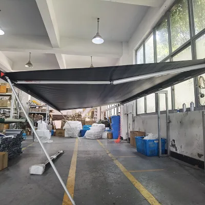Black or Gray PVC Material RV Awning With Joystick Manual Camping Awning Carton Package Awning for Camper