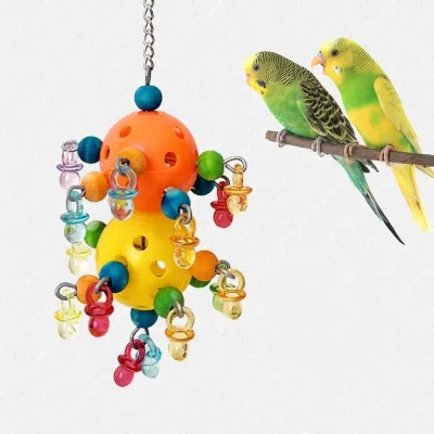 Star Ball Design Parrot Chewing Toy Bite Resistant Interactive Grinding Teeth Toy for Parakeets Cockatiels and Small Birds
