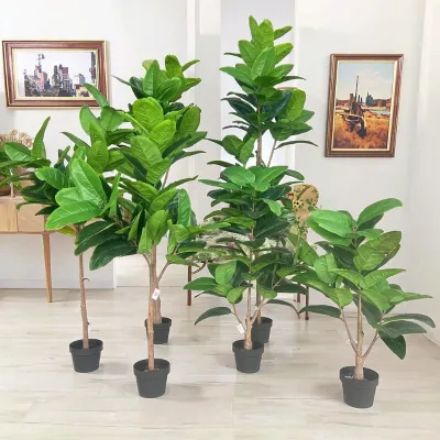 Realistic Greenery Tree Indoor Plastic Green High Quality Ficus Artificial Tree