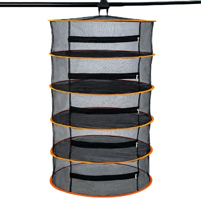 Diameter 60cm (24in) 5 Layers Black Mesh Hanging Herb Drying Rack Dry Net
