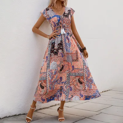 New Style, Retro and Unique Floral Print Sleeveless Dress