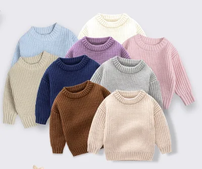 Custom Autumn O-Neck Baby Boy's Korean Style Pullover Comfortable Kids Knit Sweater for Newborns Winter Wear Baby Sweaters