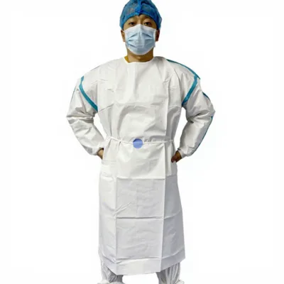 EN14126 Anti-Static Breathable Disposable Protective Isolation Gown Back Wear Long Sleeve Level C Limited-Splash for Oil