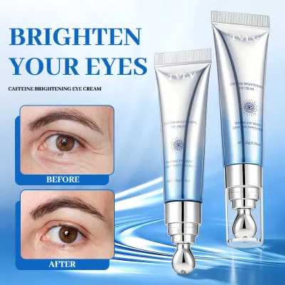 TVLV OEM ODM OBM Private Label Eye Anti Aging Dark Circles Depuffing Hydrating Caffeine Brightening Cream Built in Massage Head