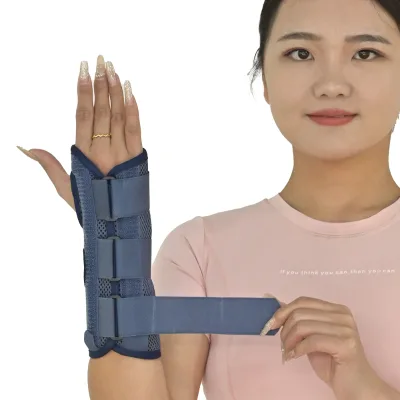 Adjustable Breathable Flexible Polyester Wrist Brace with Double Splint for Left Hand Carpal Tunnel Night Support Pain Relief