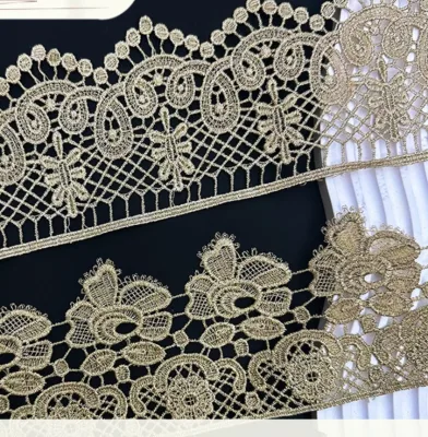 Eco-Friendly Gold Embroidery Floral Lace Trim Knitting Wedding DIY Handmade Classic Style Patchwork Ribbon Sewing Clothing