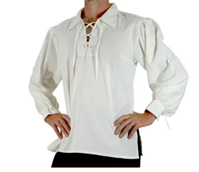 Col Dker Shirts Adult Men Medieval Renaissance Grooms Pirate Tunic Top Larp Costume Lace up Shirt Middle Age Cosplay Top