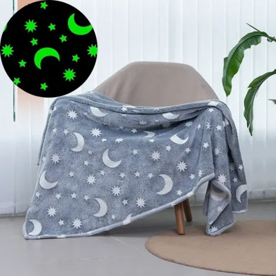Trending Luminous Double-Sided Flannel Throw Blanket Solid Four Seasons Use Size Children's Fluorescent Household Air