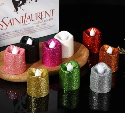 Wholesale Red Glittering Tea LightsHotel Home Decoration Birthdays Holiday Bars Parties Weddings Candles Safety Bougie