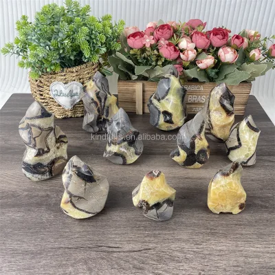 Healing Septarium Crystal Torch Natural Energy Stone Septarian Flame for Decoration