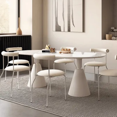 Modern Light Luxury Marble Coffee Table Set with Minimalist Design for Small Apartments and Hotels Champagne Cream-themed