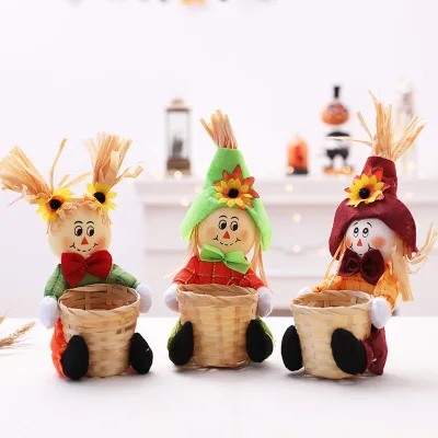 Creative Collection Knitting Blue Children's Candy Basket Costume Party Decor Kindergarten Pumpkin Scarecrow Halloween Basket