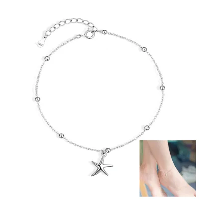 Starfish Beach Charm Anklet Ankle Bracelet Sterling Silver Starfish Anklet