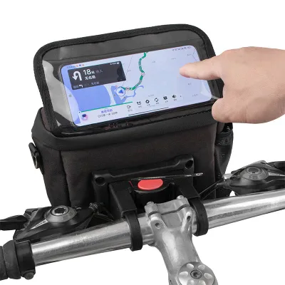 Bicycle Handlebar Bag E-Bike Scooter Front Basket Pack with Touch Screen Phone Holder Bike Storage Pouch Road MTB Scooter Bags