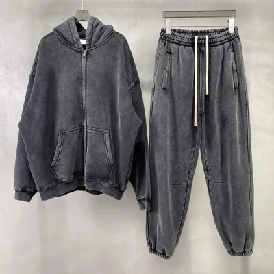 Men Hoodie Zip Up Fleece Pullover Oversized Street Style Winter Warm Wholesale High Quality Cotton Blend Comfortable