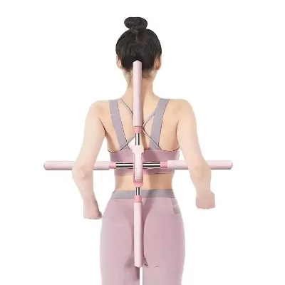 CW YGT003 Custom Adjustable Size Steel+NBR 0.7kg Stretch Back Posture Corrector Yoga Stick