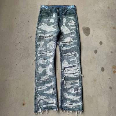 Men's Full Distressed Woven Denim Eco-Friendly Spring Plus Size Vintage Straight Fit Jeans