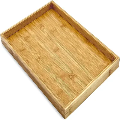 Natural Bamboo Serving Tray Modern Rectangular for Food Decor Vanity in Home Kitchen Wooden Tray Wood Serving Tray