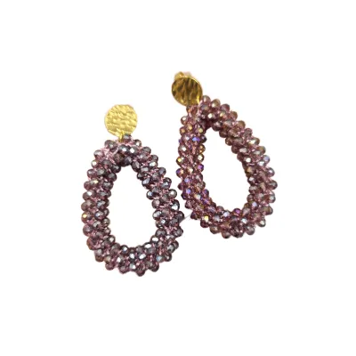 Women's Classic Boho Water Drop Earrings with Faceted Beads and Stainless Steel Studs Crystal Dangle Design for Gift