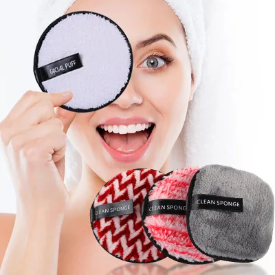 Customized Private Label Washable Microfiber Cotton Face Cleansing Makeup Powder Cloth Remover Reusable Make up Removal Pads