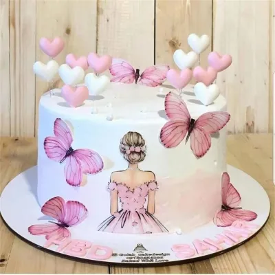 Purple Pink Butterfly Cake Decoration Happy Birthday Topper Handmade Painted for Wedding Party Wedding Decoration Party Gifts