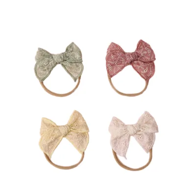 Unisex Baby Girls Nylon Elastic Sweet Soft Flower Headband Set for Toddler Infant Newborn