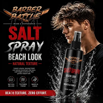 BARBERBATTLE Print Your Own logo Reworkable Texture for All-day Restyling Sea Salt Spray Custom Design and Scent
