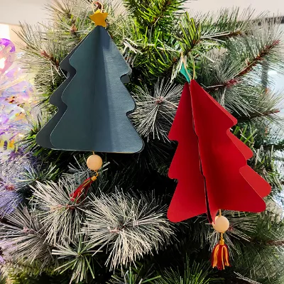 Art Paper Handicraft Tree Ornaments 25cm Height Indoor Christmas Decoration Factory Wholesale for Parties